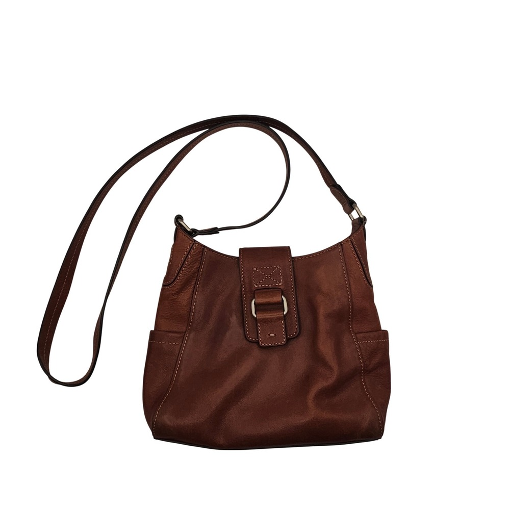 Vintage Y2K Fossil Leather Crossbody Bag Small Brown Boho Western Purse 75082